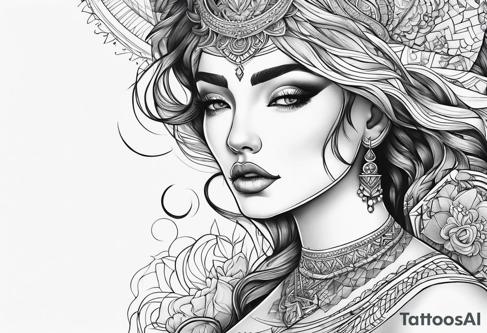 Mulher e lua tattoo idea