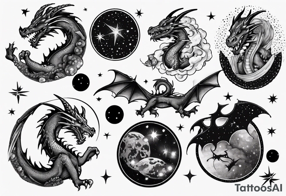 Dragon out in space tattoo idea