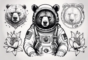 bear astronaut Lily galaxy tattoo idea