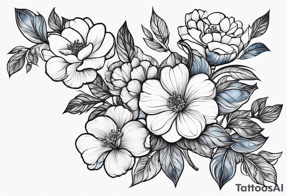 Chery flovers in blue tattoo idea