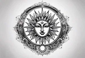 Sun and moon sternum tattoo idea