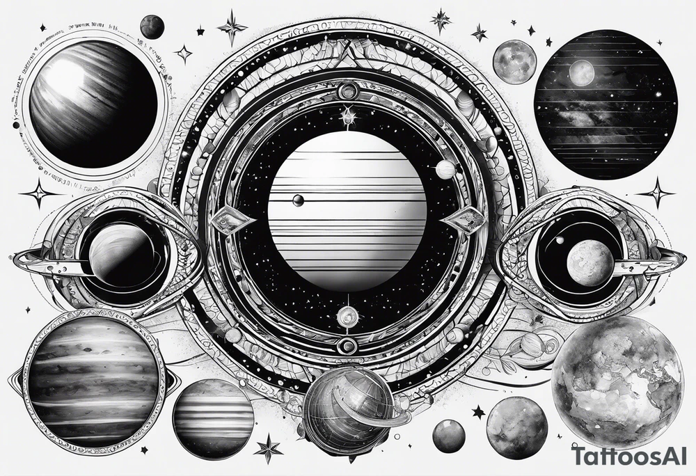 solar system, on spine tattoo idea