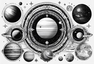 solar system, on spine tattoo idea