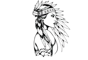 Female Native American side pose tattoo idea