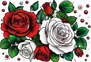 Red roses with pearls tattoo idea