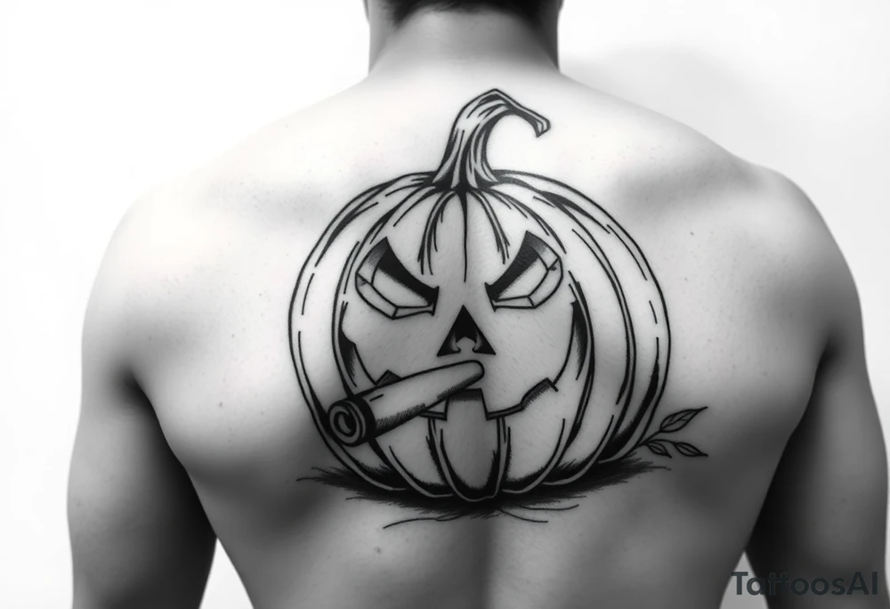 Spooky carved pumpkin 
With crack cocaine pipe tattoo idea