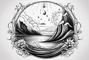 water drop falling into calm ocean tattoo idea