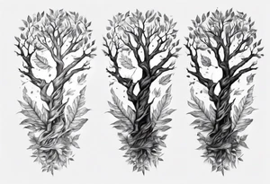 Double tree forearm alive with leaves tattoo idea