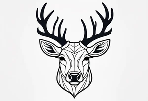 back tattoo of a front view reindeer with half a face tattoo idea