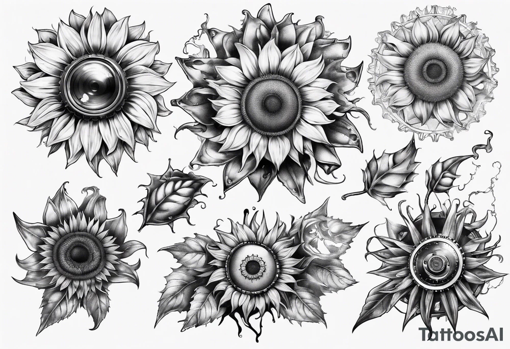 Steam punk sunflower tattoo idea