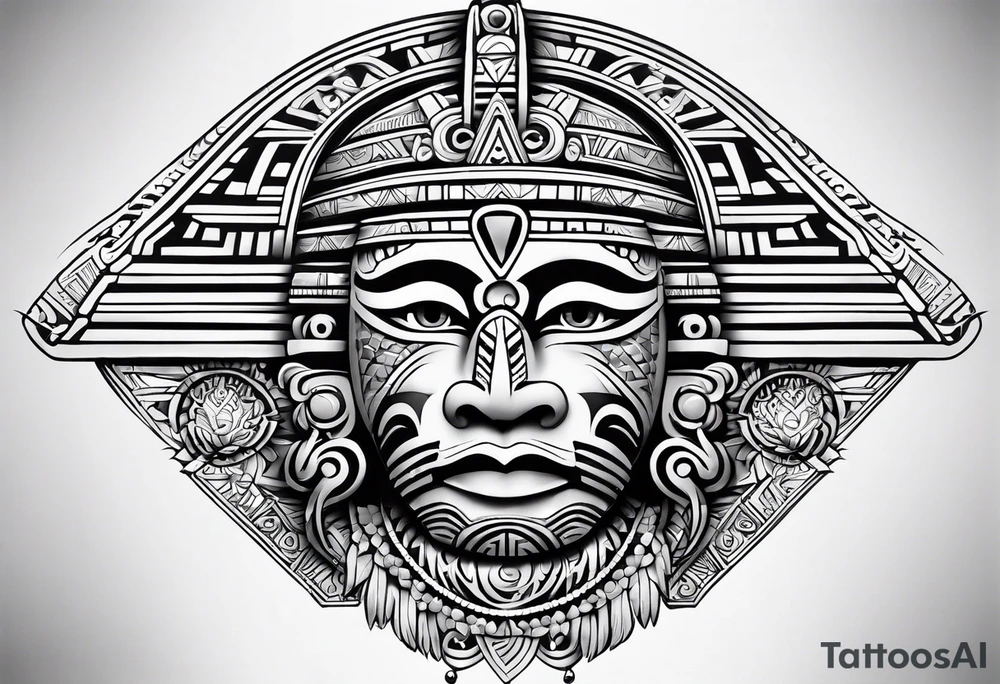 Aztec tribal sleeve tattoo idea