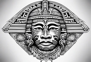 Aztec tribal sleeve tattoo idea