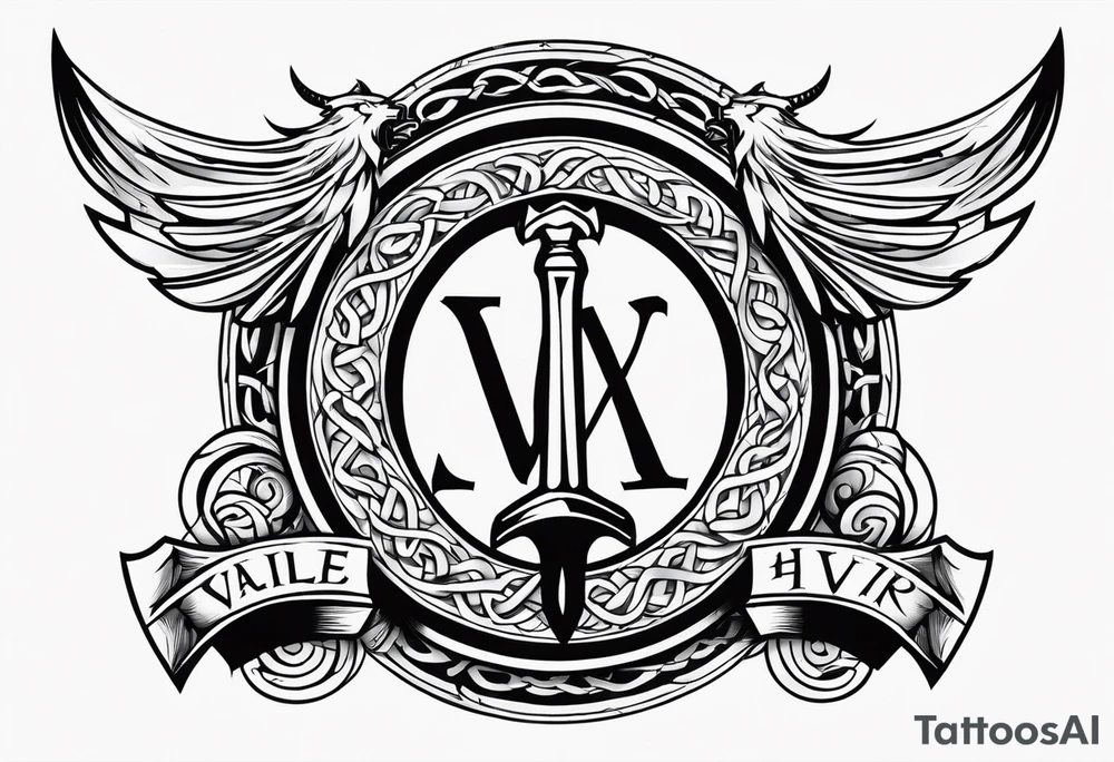 Valhalla sword shield dragon axe viking church tattoo idea Valhalla sword shield dragon axe viking church tattoo idea
