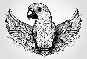 geometric black headed caique parrot tattoo idea