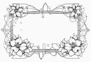 bipolar chemical structure with holly and paperwhite narcissus around edges tattoo idea