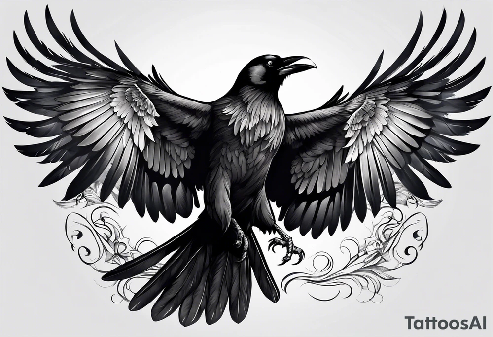 crow with open wings tattoo idea