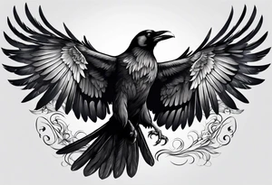 crow with open wings tattoo idea