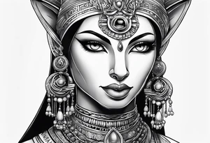 Bastet woman standing tattoo idea