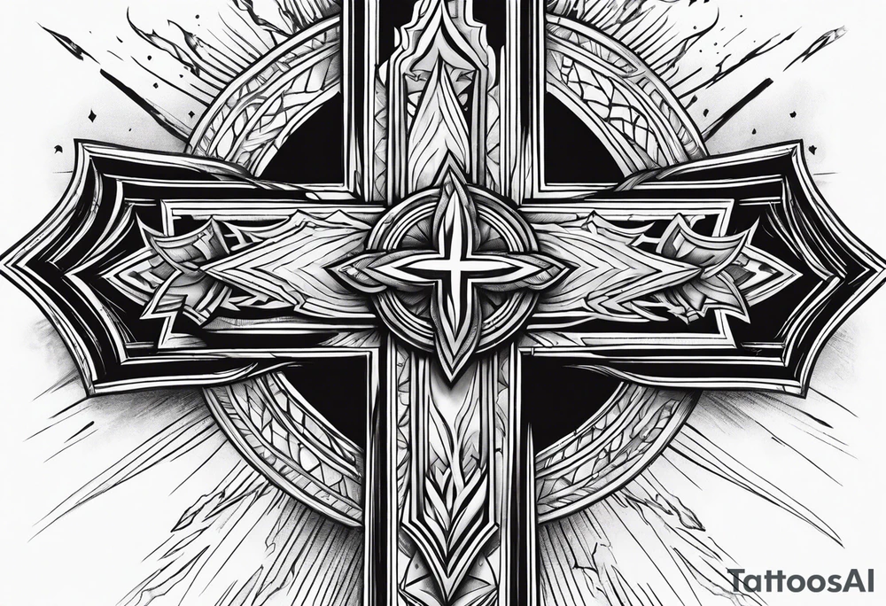 Cross with a lightning bolt tattoo idea