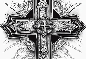 Cross with a lightning bolt tattoo idea
