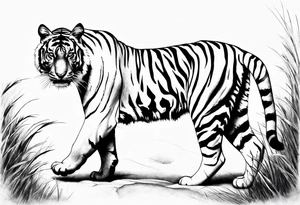 Tiger walking tattoo idea