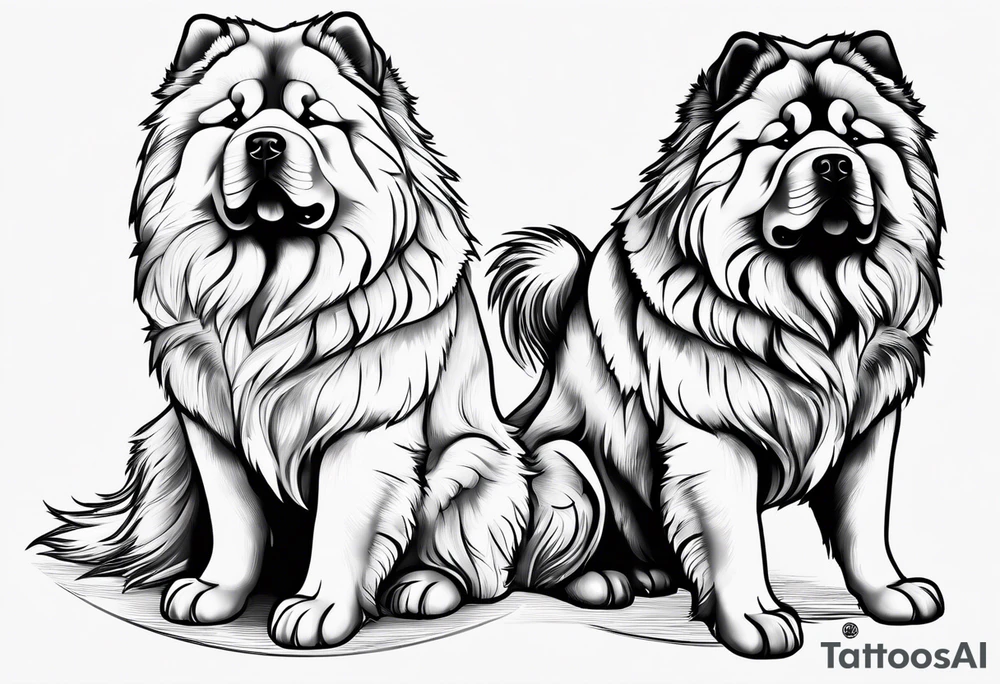 Chow chow dog fine line tattoo tattoo idea