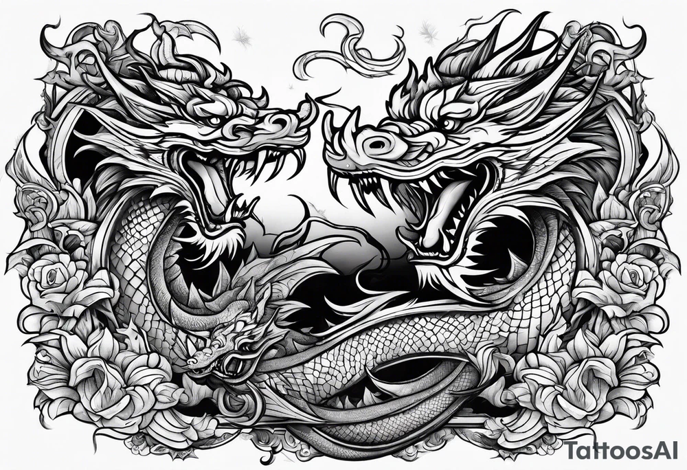 roaring dragons tattoo idea