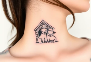 Three little pigs nursery Wolf and sheep as one hybrid 
animal hiding in a brick house from the big bad wolf I'll huff and puff and blow ur house down tattoo idea