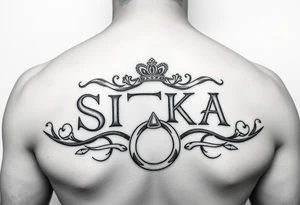 Create a tattoo with the word the word SITKA and a claddagh ring tattoo idea