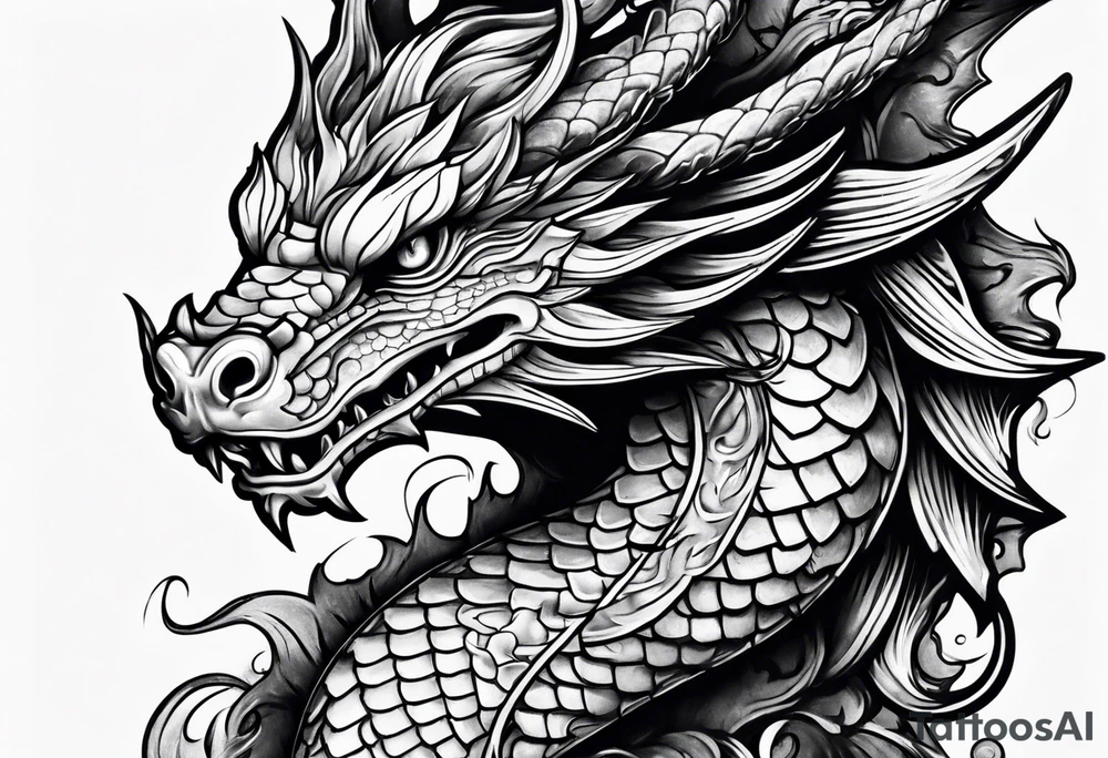 Small dragon on column tattoo idea