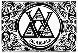 Valhalla stairs sword shield axe Valknut tattoo idea