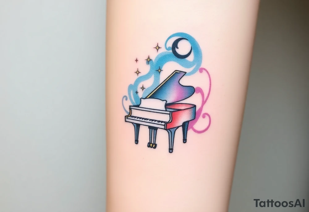 dream grand piano under the stars swirl tattoo idea