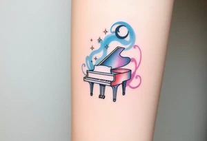dream grand piano under the stars swirl tattoo idea