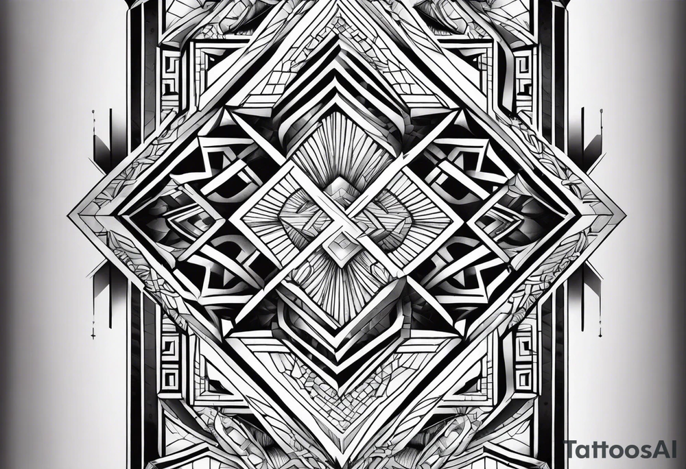 pattern geometric full male leg tattoo idea