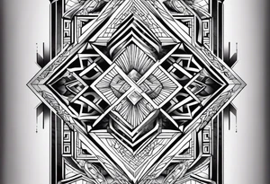 pattern geometric full male leg tattoo idea