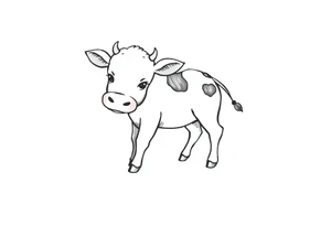 cute black and white baby cow tattoo idea