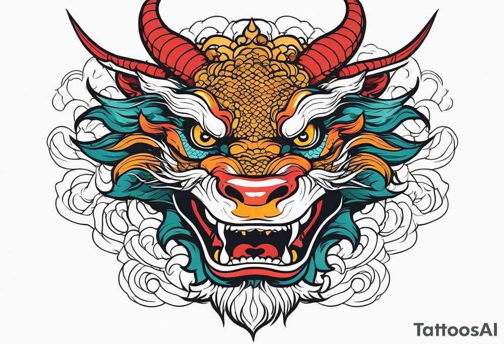 Animal Head ONLY: Chinese Dragon front facing tattoo idea Animal Head ONLY: Chinese Dragon front facing tattoo idea