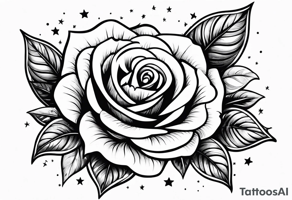 Roses with stars and a quote tattoo idea