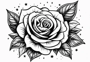 Roses with stars and a quote tattoo idea