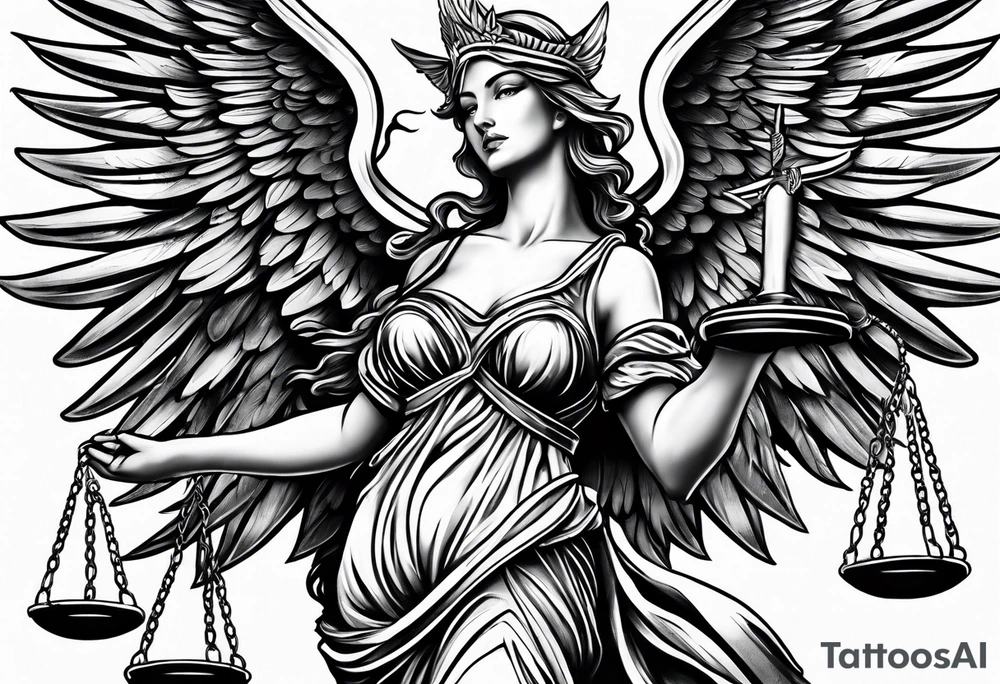 lady justice pheonix tattoo idea