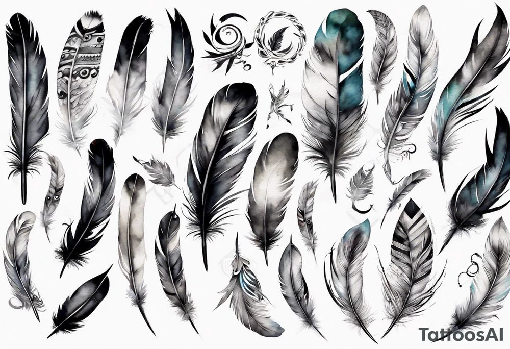 feather and birds tattoo idea