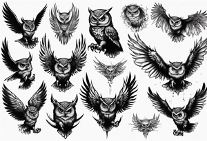 Demonic Owl Flying Attack. tattoo idea