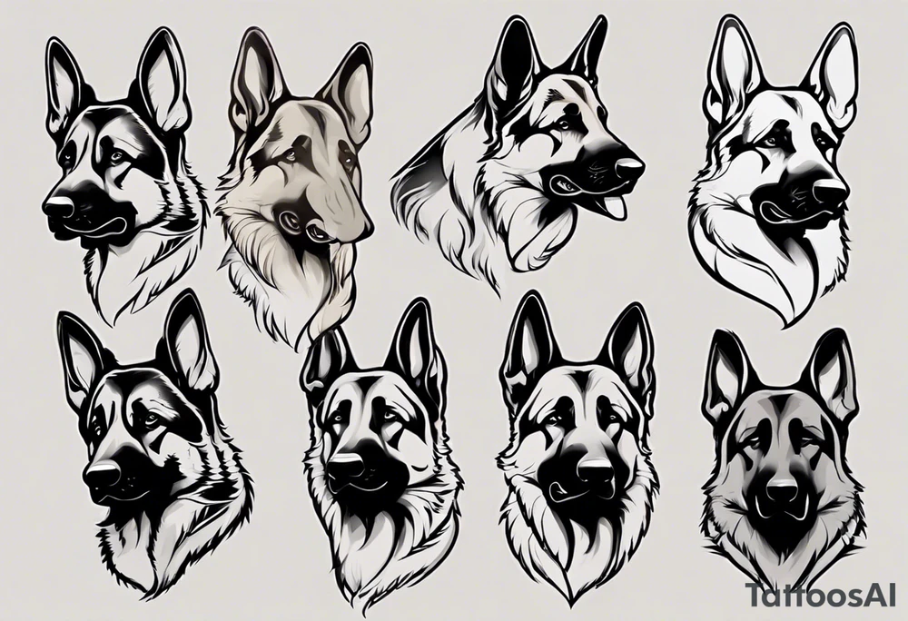 Goofy German shepherd puppy profile tattoo idea