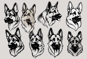 Goofy German shepherd puppy profile tattoo idea