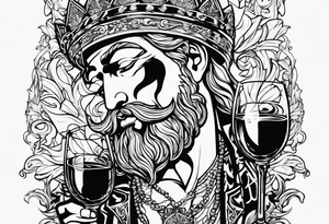 Baco the god drinking wine tattoo idea