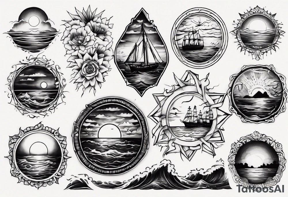 Sunset over the sea tattoo idea