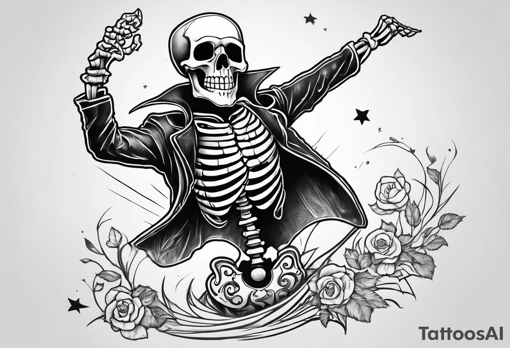 cartoon dancing skeleton tattoo idea