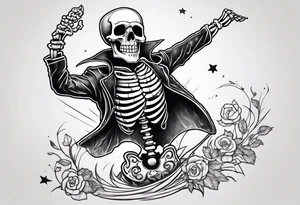 cartoon dancing skeleton tattoo idea