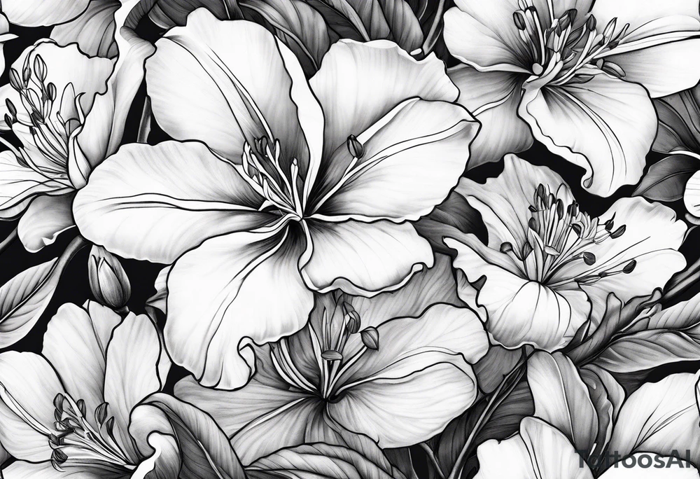 cluster of Azaleas on long branch tattoo idea