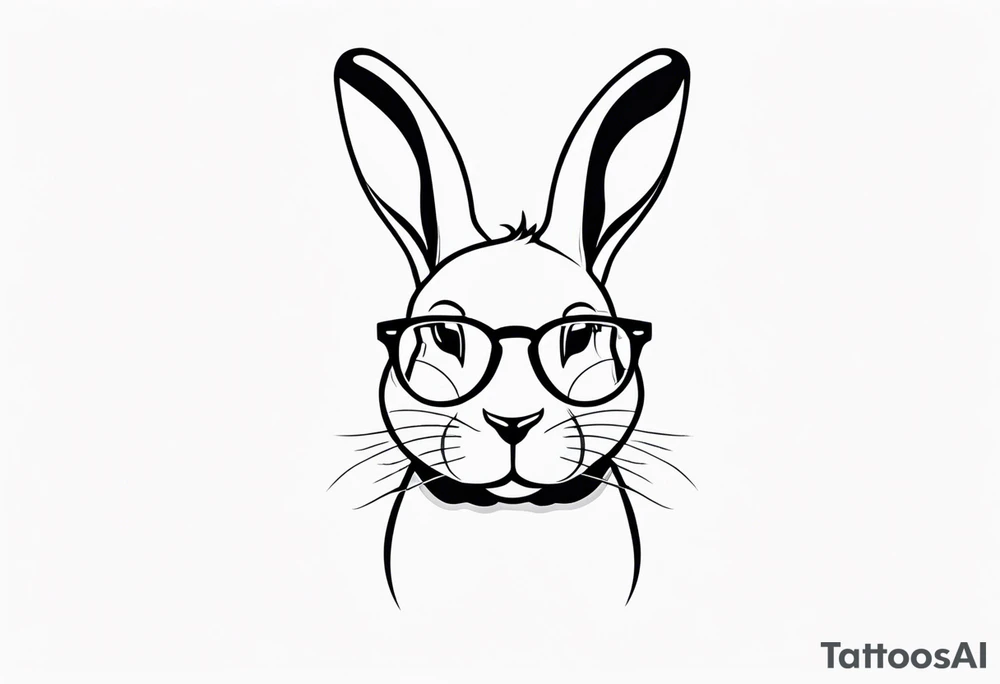 cute rabbit with glasses on tattoo idea
